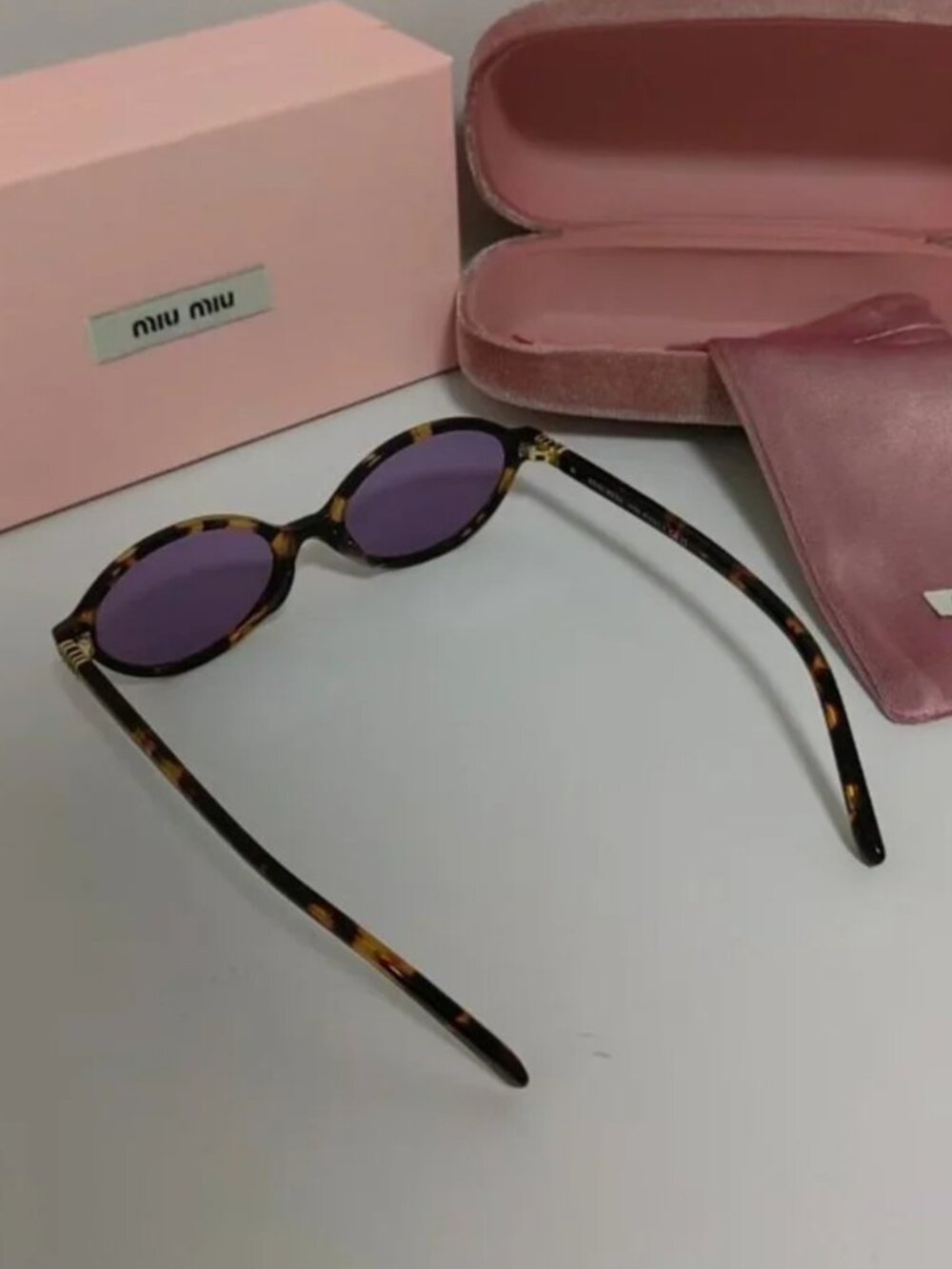 Miu Miu Oval Tortoiseshell Frame Sunglasses - Picture 7 of 7